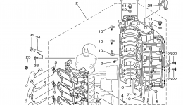 Cylinder Crankcase 1 для лодочного мотора YAMAHA V150TLR (0405) 6J9-1009041~10109132006 г. 