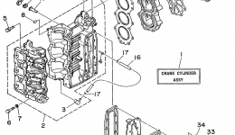 Cylinder Crankcase для лодочного мотора YAMAHA 30MSHX_MLHX_ELHX_ELRX (25MSHX3)1999 г. 
