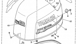 Top Cowling для лодочного мотора YAMAHA T50TLRW (T50TLRW)1998 г. 