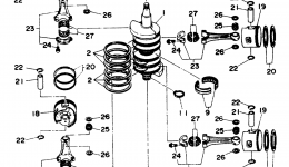Коленвал и поршневая группа для лодочного мотора YAMAHA C115TXRR1993 г. 