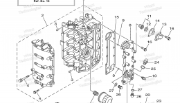 Cylinder Crankcase 1 для лодочного мотора YAMAHA F50LB (0117)2006 г. 