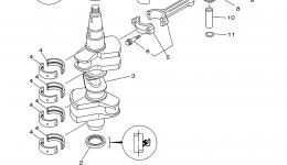 Коленвал и поршневая группа для лодочного мотора YAMAHA F40BMLH (0407) 67C-1036313~2006 г. 