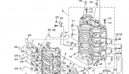 Cylinder Crankcase 1 для лодочного мотора YAMAHA VZ150TLR (0509)2006 г. 
