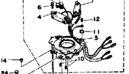 Cdi Magneto (9.9J 15J) для лодочного мотора YAMAHA 9_9_15SH_LH_ESH_ELH (9.9ELH)1987 г. 