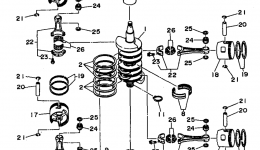 Коленвал и поршневая группа для лодочного мотора YAMAHA S130TXRX1999 г. 
