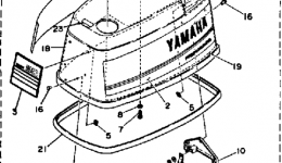 Top Cowling для лодочного мотора YAMAHA 90ETLH-JD1987 г. 