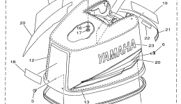 Top Cowling для лодочного мотора YAMAHA C150TLRX1999 г. 