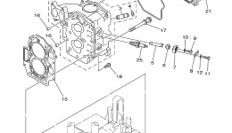 Cylinder Crankcase 2 для лодочного мотора YAMAHA F25ESH_ELHB_ESRB_ELRB (F25MLHB)2003 г. 