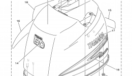 Top Cowling для лодочного мотора YAMAHA F90TLRC2004 г. 