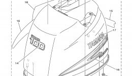 Top Cowling для лодочного мотора YAMAHA F100TXRB2003 г. 