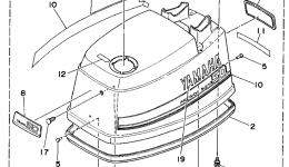 Top Cowling для лодочного мотора YAMAHA 50TLHS1994 г. 