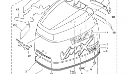 Top Cowling для лодочного мотора YAMAHA DX150TLRD2005 г. 