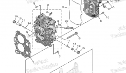 Cylinder Crankcase 2 для лодочного мотора YAMAHA F25SMHC (1216)2006 г. 