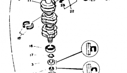 Коленвал и поршневая группа для лодочного мотора YAMAHA C85TLRR1993 г. 