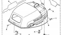 Top Cowling для лодочного мотора YAMAHA F9.9MLHV1997 г. 