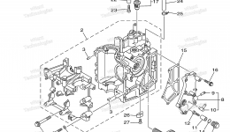 Cylinder Crankcase 1 для лодочного мотора YAMAHA F20PLR (0407) 6AGK-1005906~ F20MSH_MLH_ESH_ELH_ESR_ELR_PLH_PLR 62006 г. 