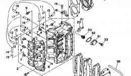 Cylinder Crankcase для лодочного мотора YAMAHA P40EJRW_THLW (40MSHW)1998 г. 