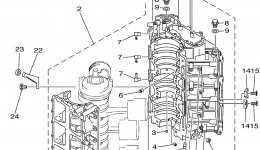 Cylinder Crankcase 1 для лодочного мотора YAMAHA 150TXRA2002 г. 