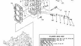Cylinder Crankcase 2 for лодочного мотора YAMAHA F40MSH (0405) 69H-1004353~1005979 F40MSH_MLH_MJH_EJR_TLR 67C-1012006 year 