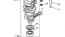 Коленвал и поршневая группа для лодочного мотора YAMAHA 70TLRT1995 г. 