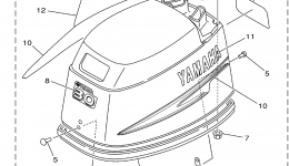 Top Cowling для лодочного мотора YAMAHA 25MSH3A2002 г. 