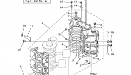 Cylinder Crankcase 1 for лодочного мотора YAMAHA 115TXRY2000 year 