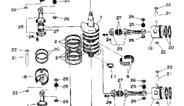 Коленвал и поршневая группа для лодочного мотора YAMAHA 115ETLD_JD (130ETLDA)1990 г. 