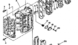 Crankcase Cylinder для лодочного мотора YAMAHA 40SF1989 г. 