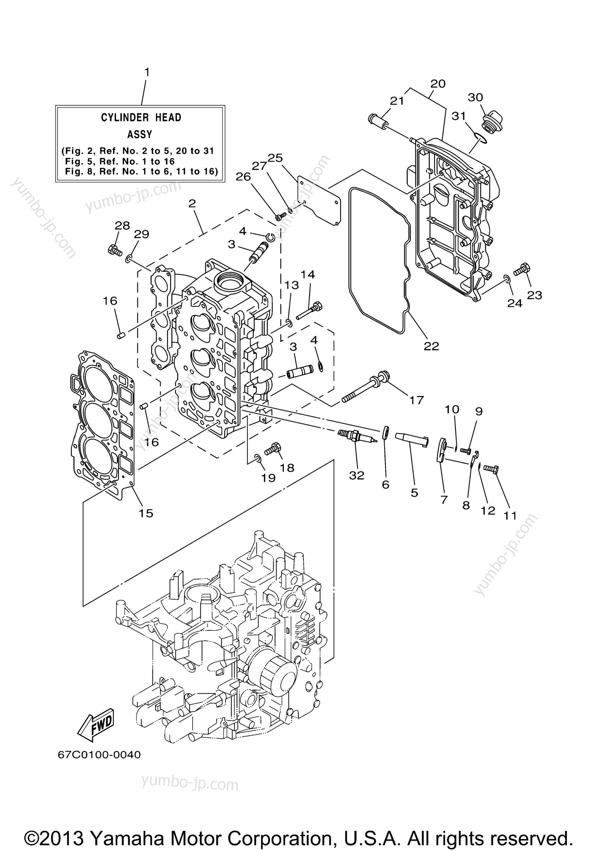 Cylinder Crankcase 2 для лодочных моторов YAMAHA F40ESRY 2000 г.