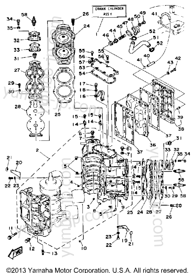 Cylinder Crankcase для лодочных моторов YAMAHA 130TLRP 1991 г.