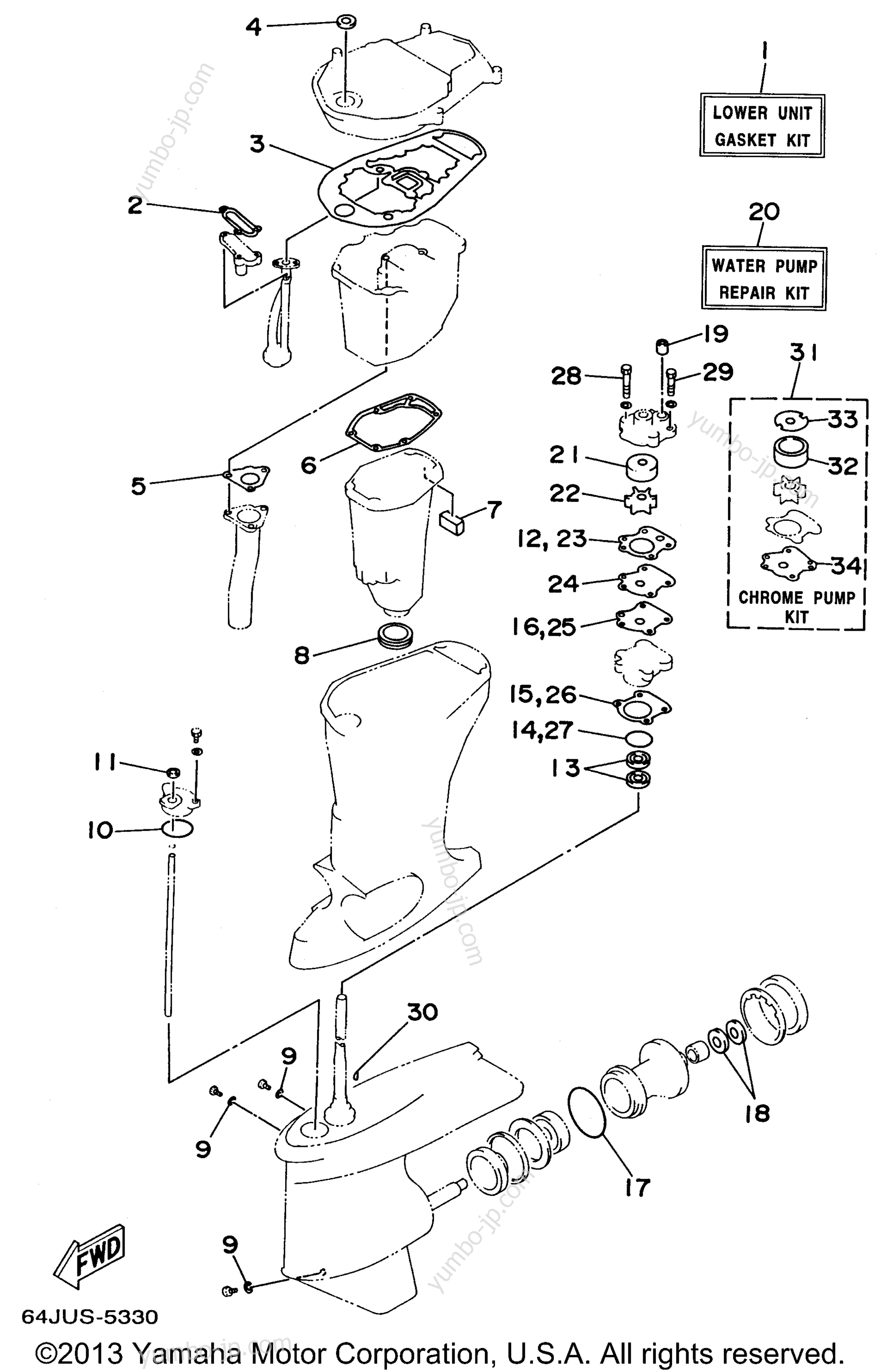 Repair Kit 4 (T50) для лодочных моторов YAMAHA F50TLRU 1996 г.