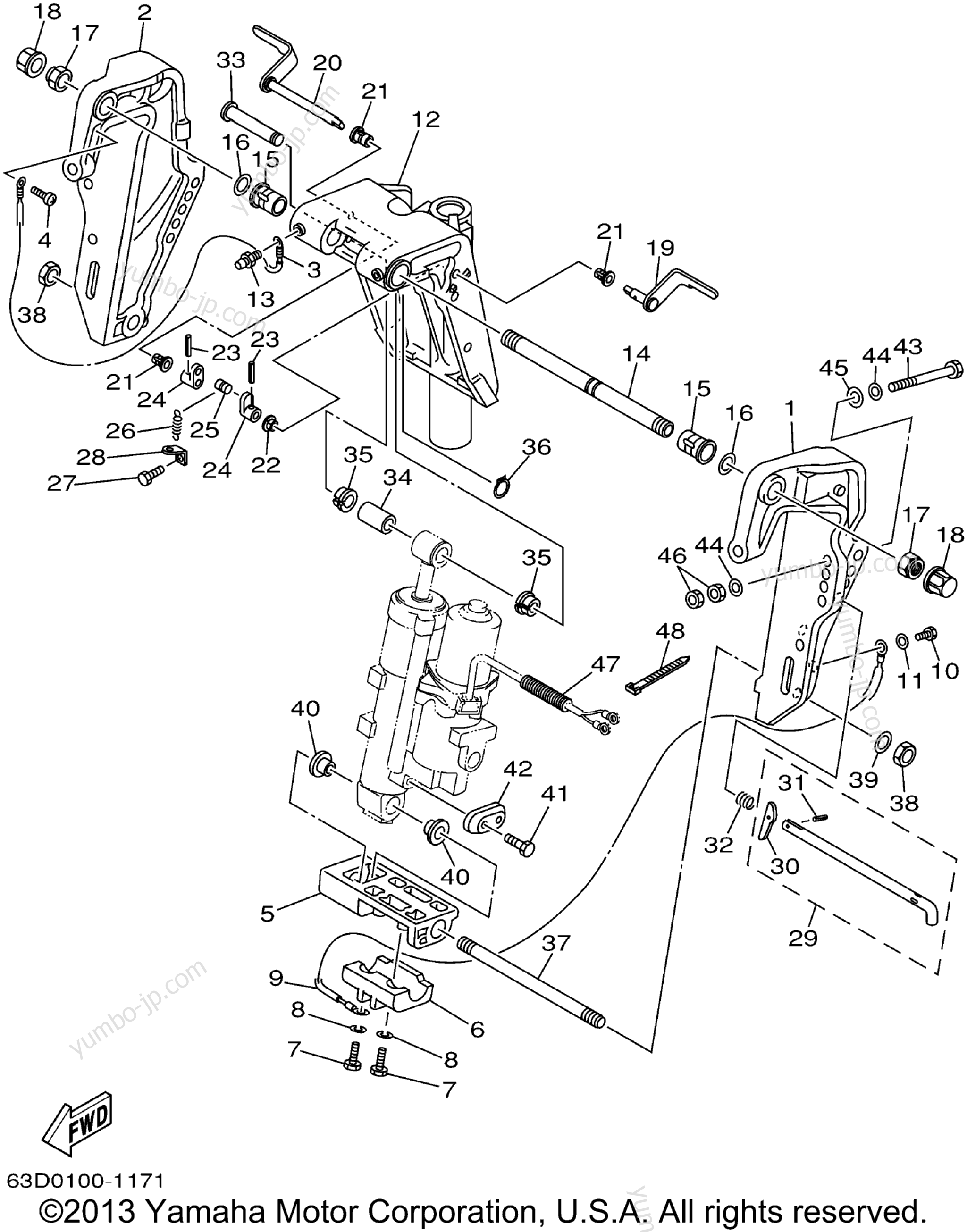 Bracket 1 for outboards YAMAHA 50TLRA 2002 year