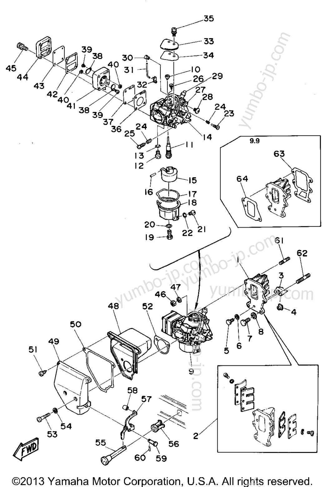 Intake для лодочных моторов YAMAHA 9.9MLHS 1994 г.