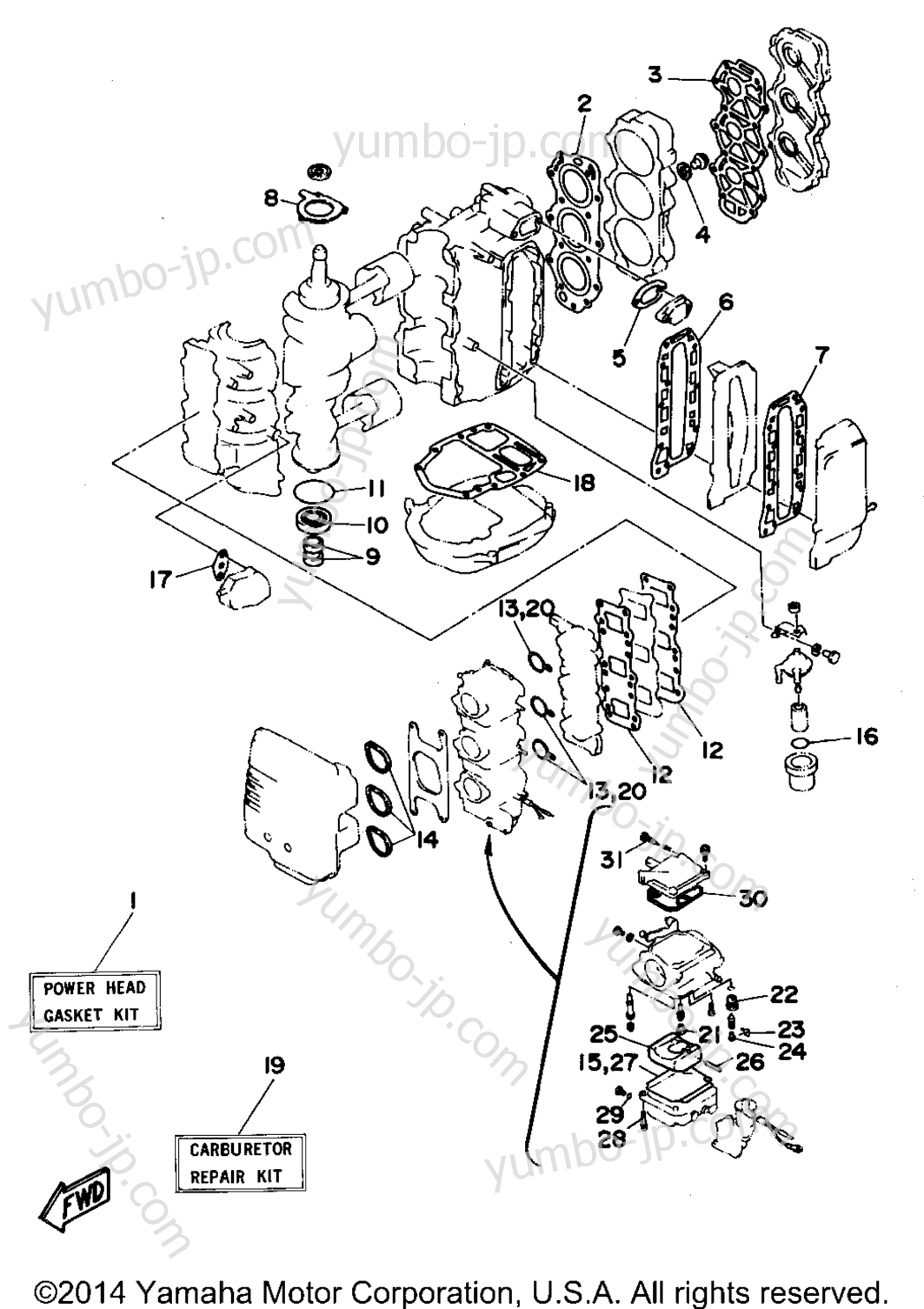 Repair Kit 1 для лодочных моторов YAMAHA 40MLHS 1994 г.
