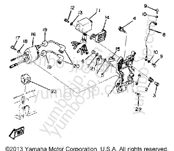 Electrical 1 for outboards YAMAHA CV25EMLD 1990 year