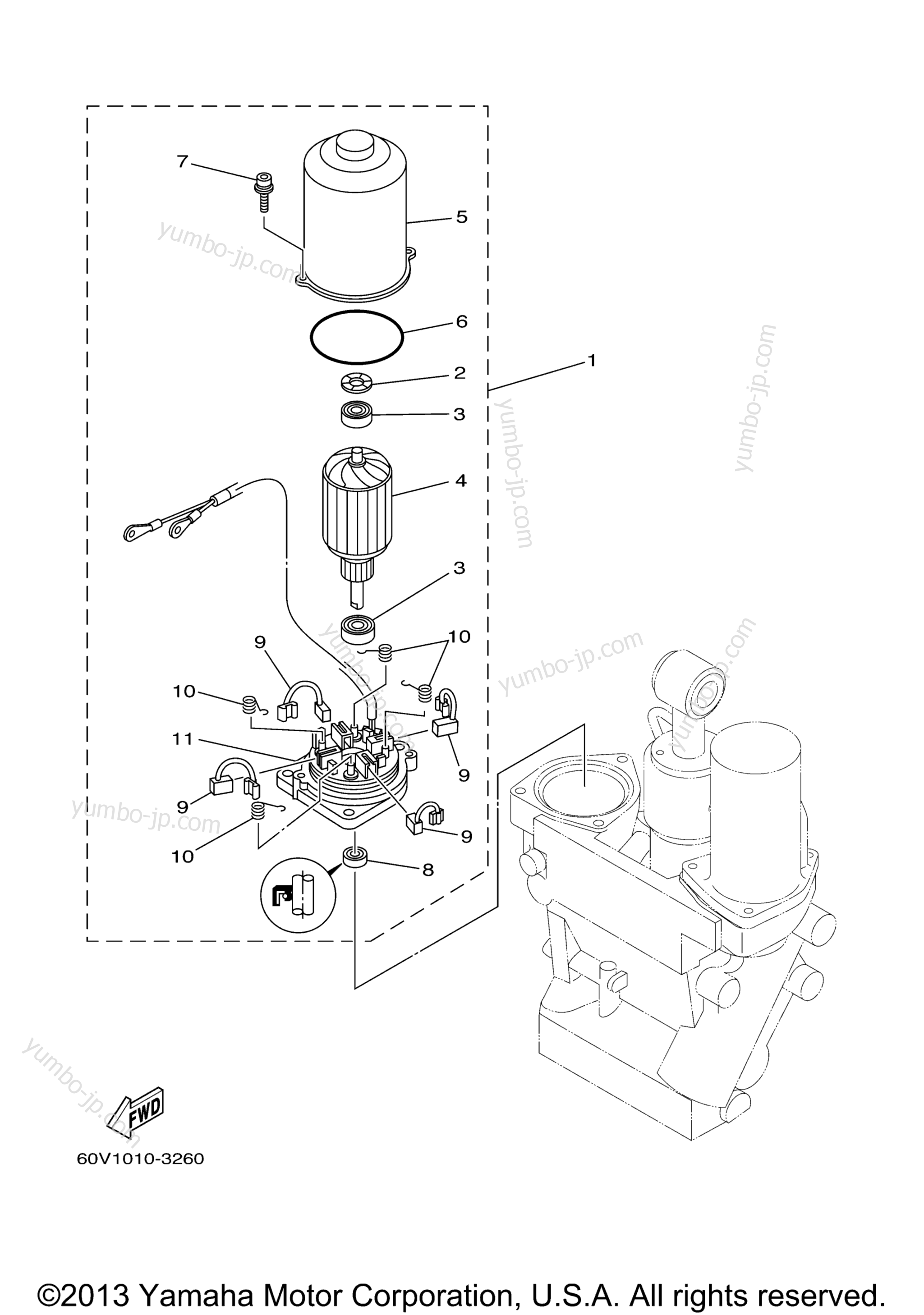 Power Trim & Tilt Assy 2 для лодочных моторов YAMAHA LZ250TUR (0405) 60V-1003974~1004111 LZ250TXR 60W-1001537~1001608 2006 г.