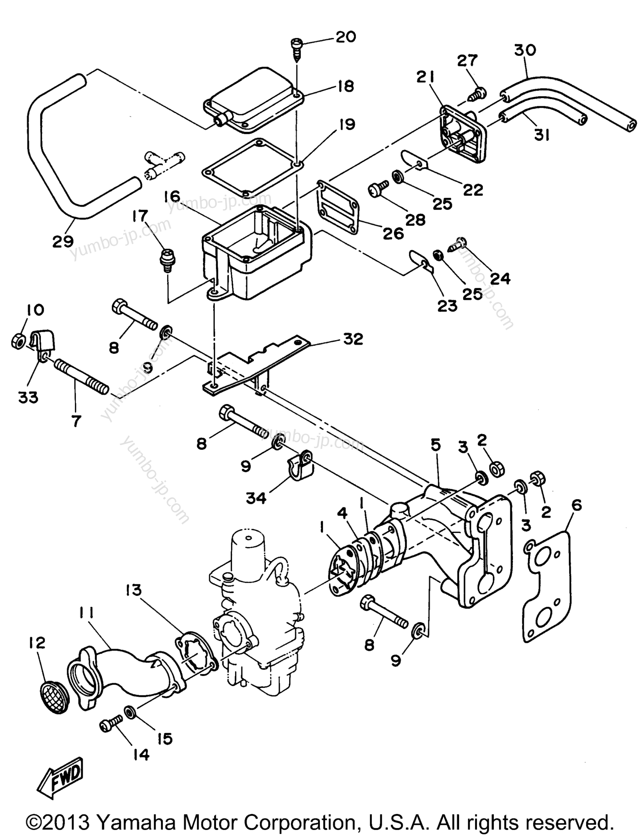 Intake для лодочных моторов YAMAHA T9.9MLHU 1996 г.