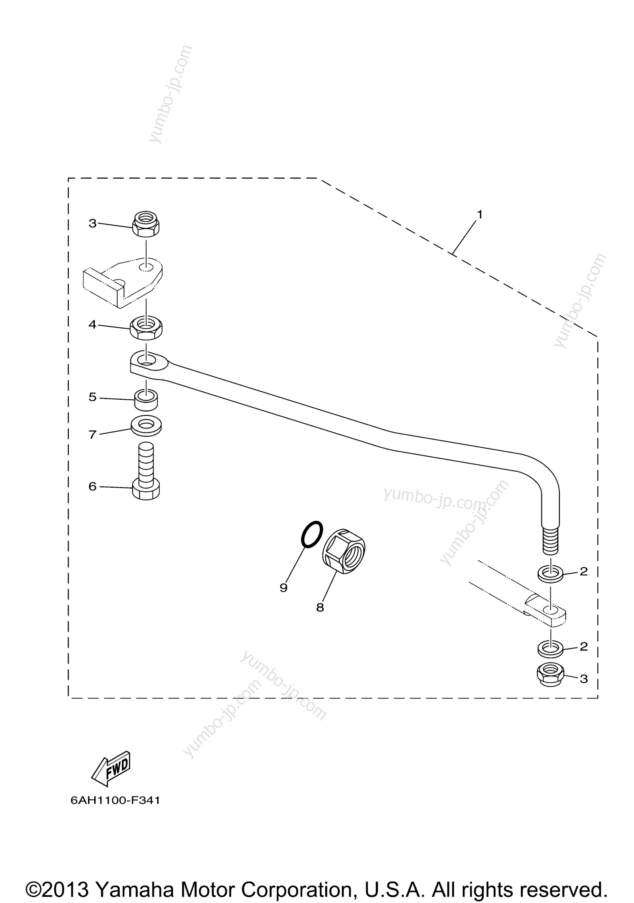 Steering Guide для лодочных моторов YAMAHA F20ESH (0409) 2006 г.