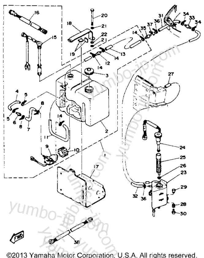 OIL TANK для лодочных моторов YAMAHA L200TXRR 1993 г.