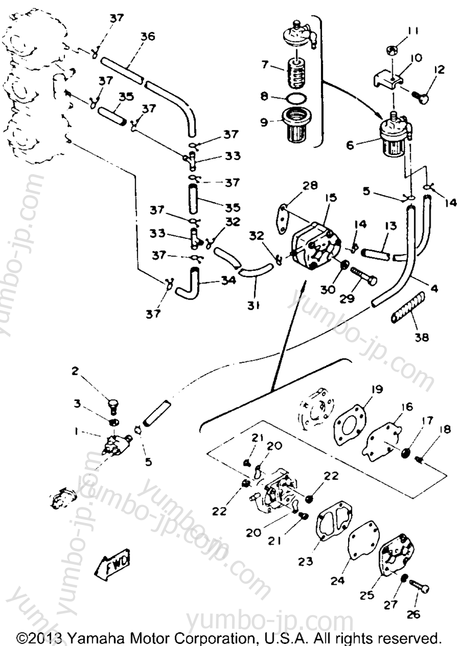 FUEL SYSTEM for outboards YAMAHA P60TLHR 1993 year