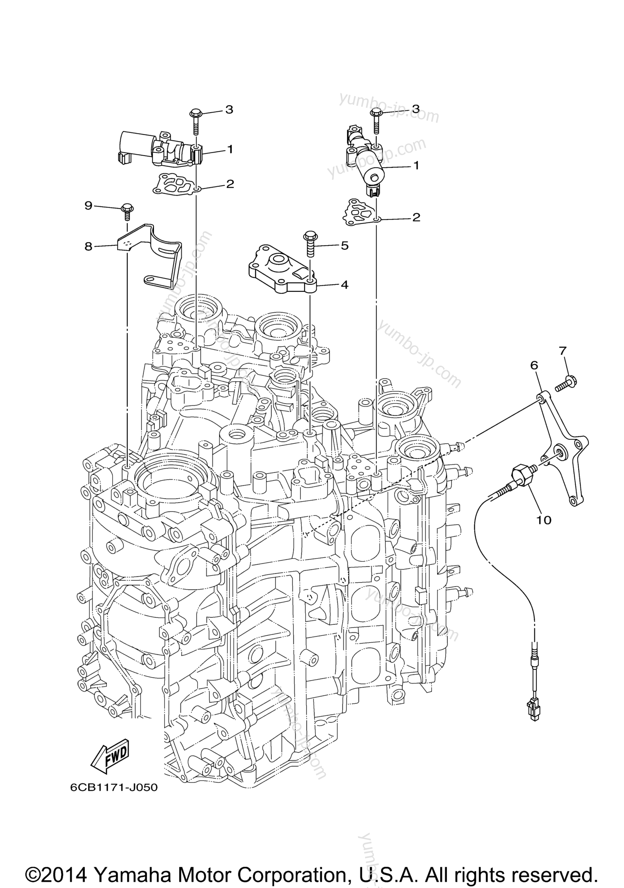 Cylinder Crankcase 3 для лодочных моторов YAMAHA FL250DET1X (0210) 2006 г.