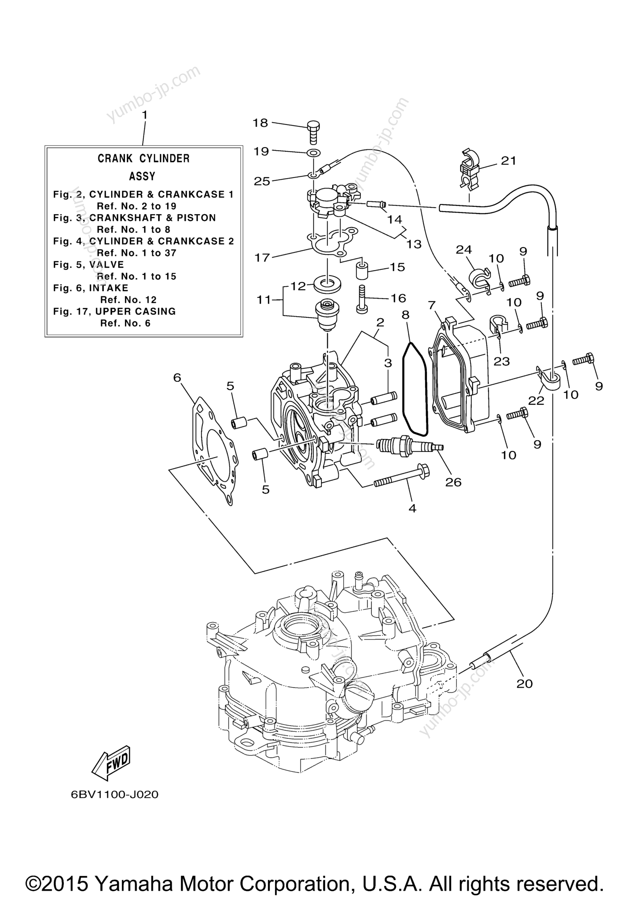 Cylinder Crankcase 1 для лодочных моторов YAMAHA F6LMHA (0710) 2006 г.