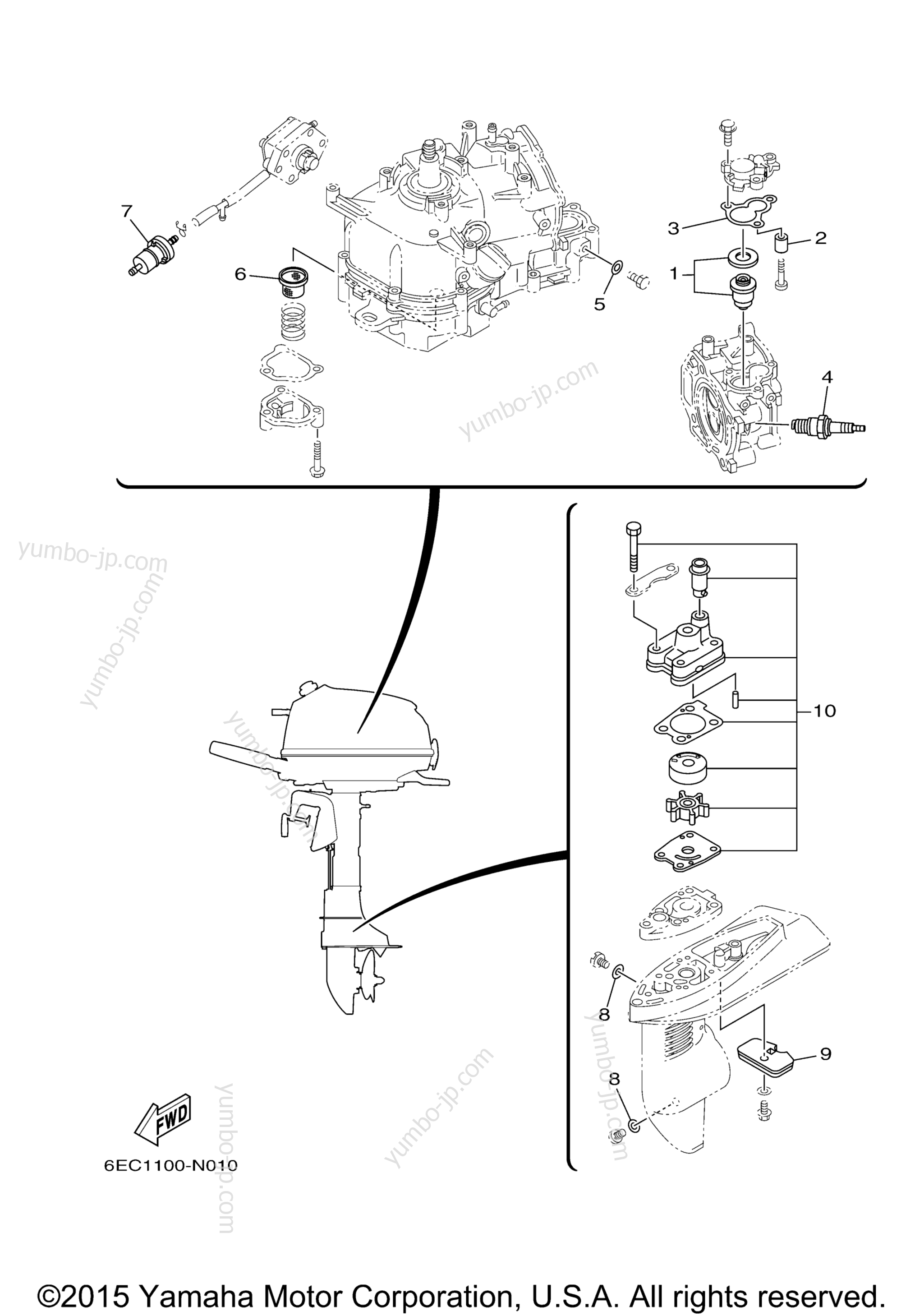 Scheduled Service Parts for outboards YAMAHA F6SMHA (0814) 2006 year