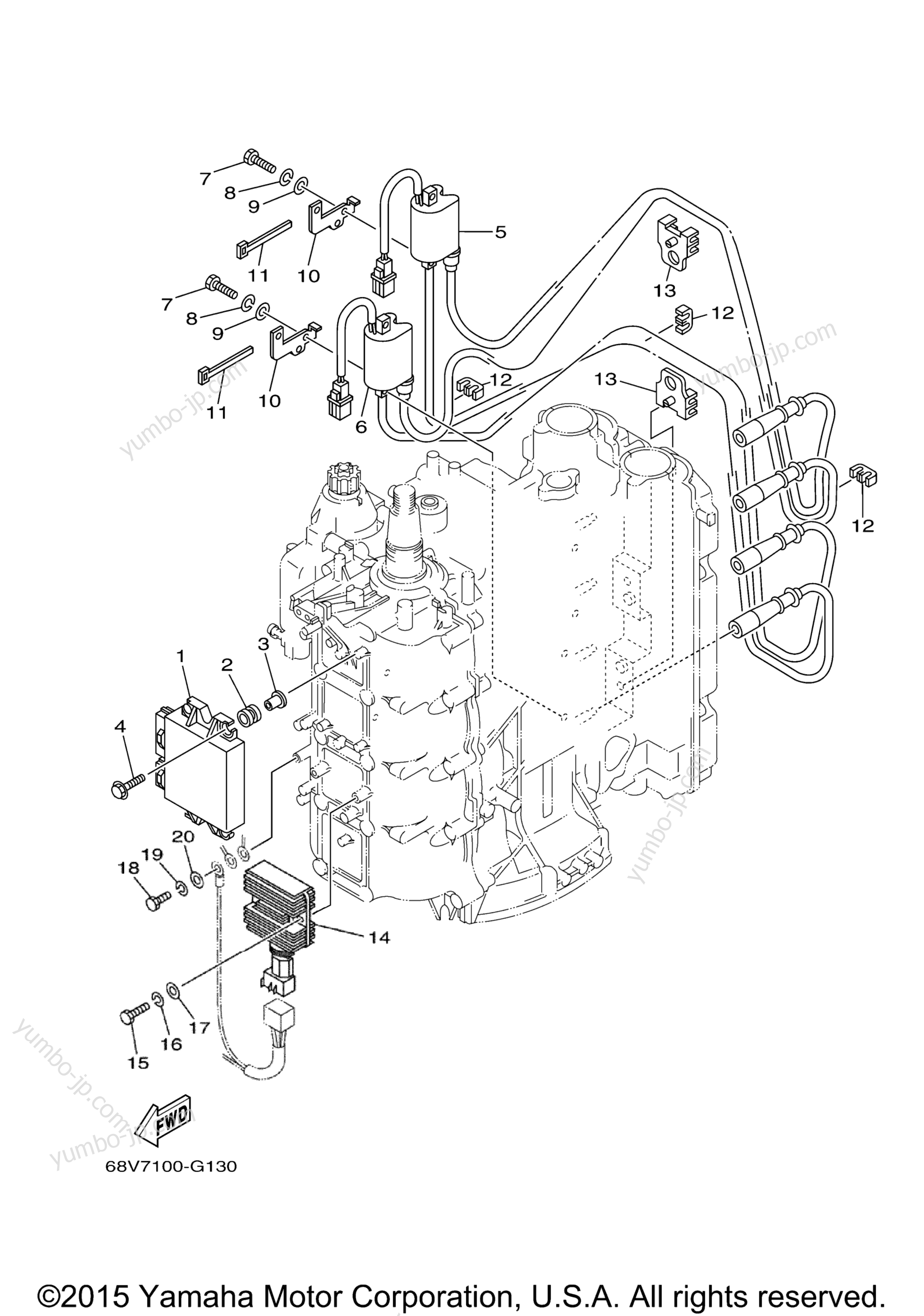 Electrical 1 для лодочных моторов YAMAHA F115TXR (0407) 68V-1082891~ LF115TXR 68W-1003581~ 2006 г.
