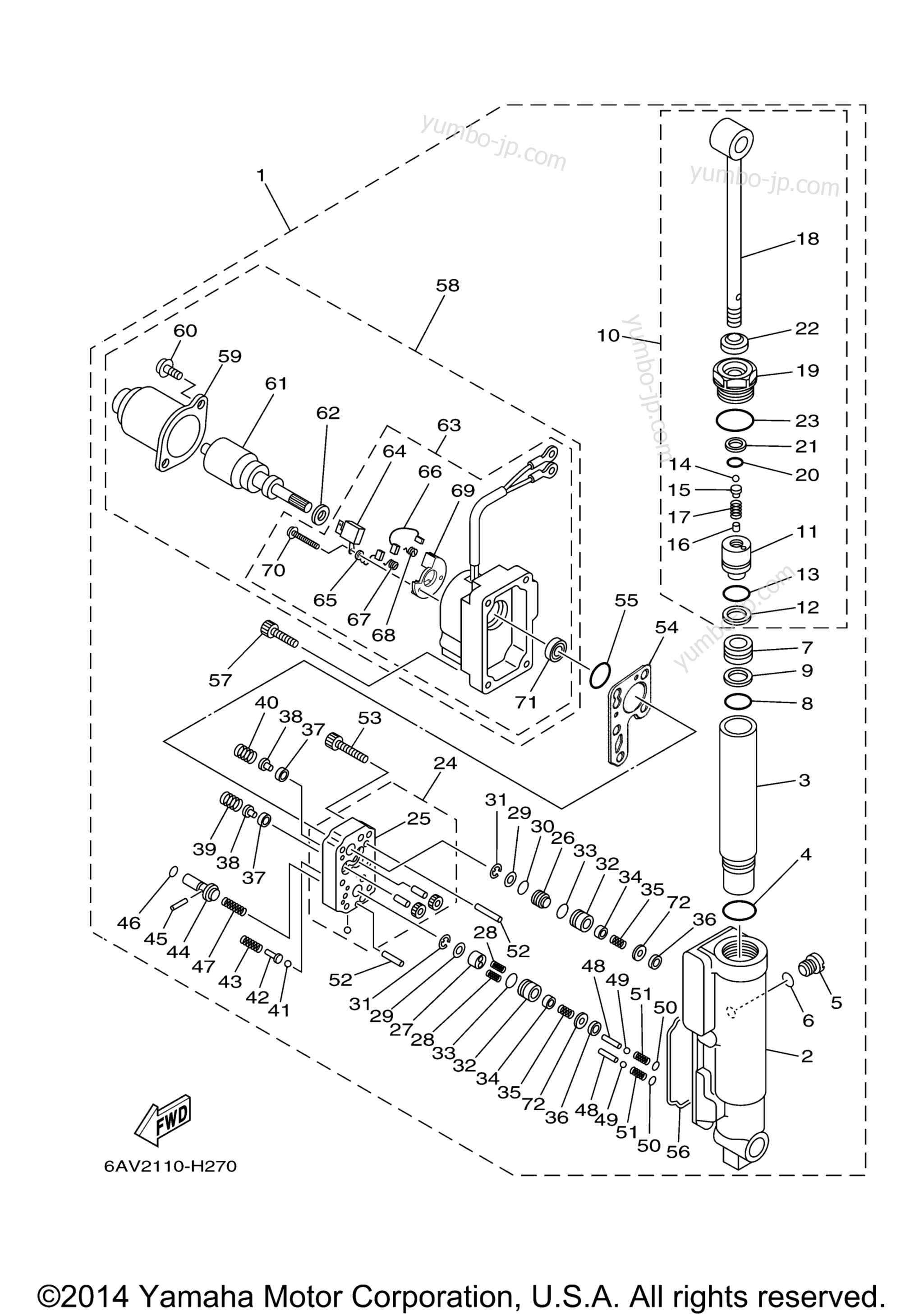 Power Tilt Assy для лодочных моторов YAMAHA T9.9XPA_04 (0411) 2006 г.