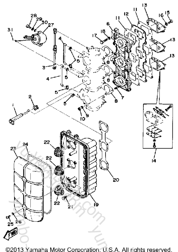 Intake для лодочных моторов YAMAHA CV85ELF 1989 г.