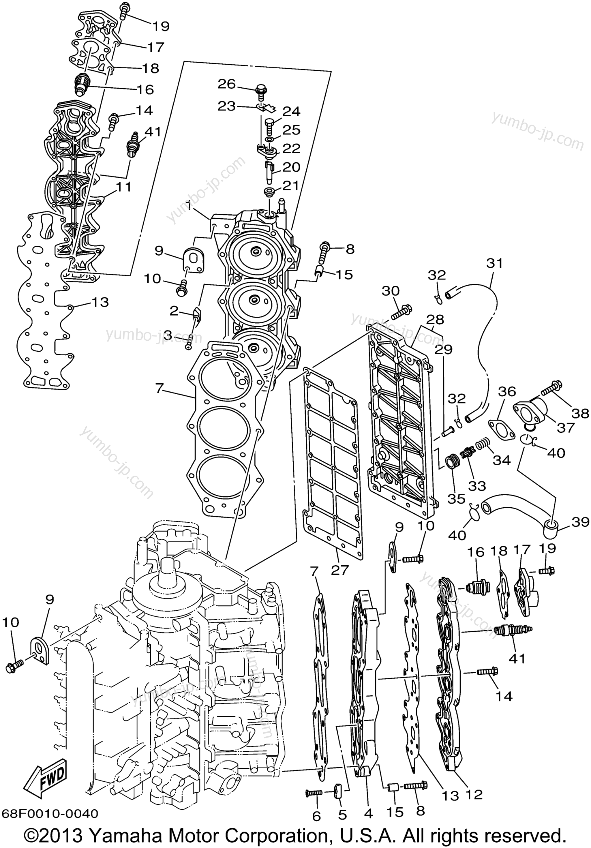 Cylinder Crankcase 2 для лодочных моторов YAMAHA Z150TLRA 2002 г.