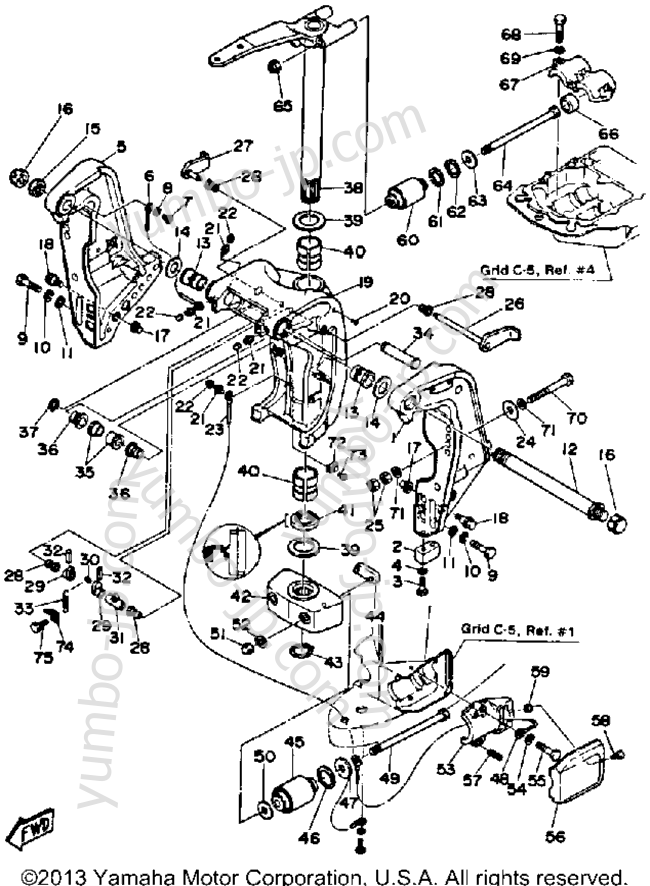 Bracket для лодочных моторов YAMAHA L150ETXH 1987 г.