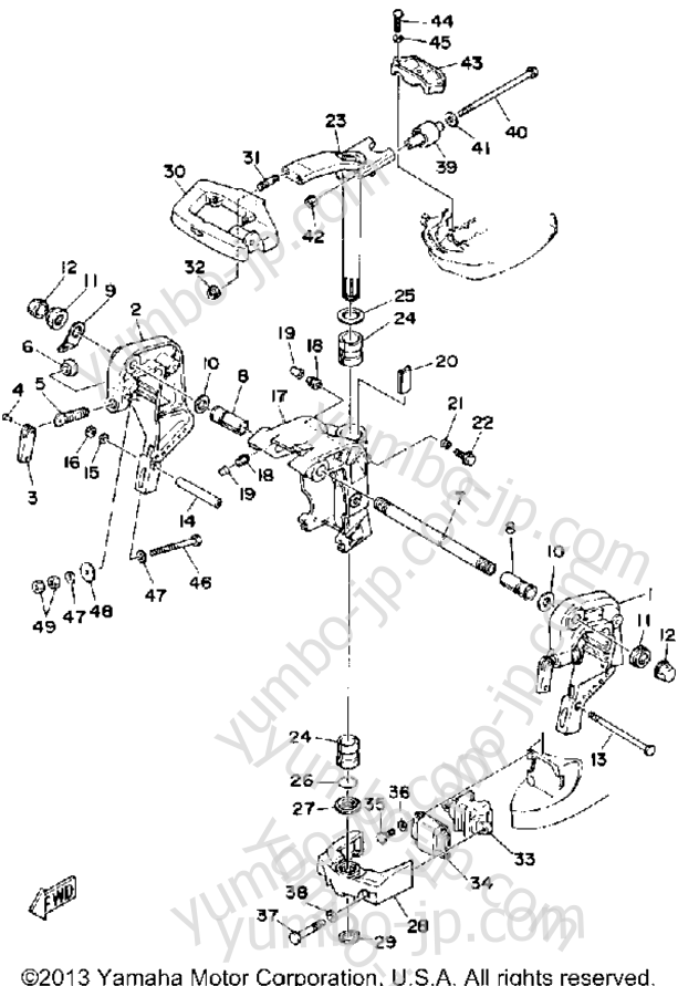 Bracket 1 for outboards YAMAHA 40SG 1988 year
