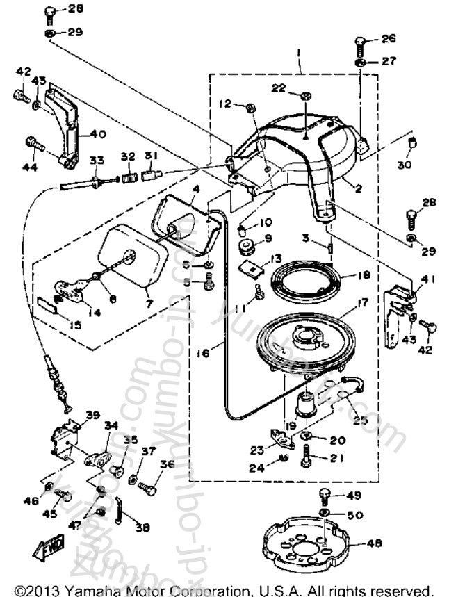 Manual Starter for outboards YAMAHA 30LG 1988 year